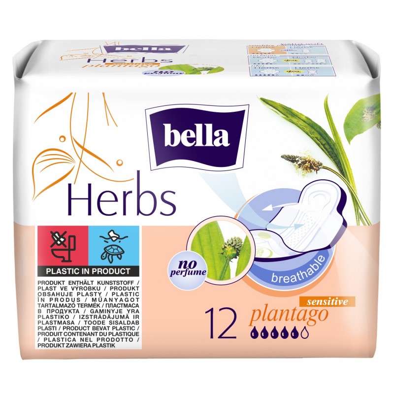Podpaski higieniczne Bella Herbs Sensitive z babką lancetowatą