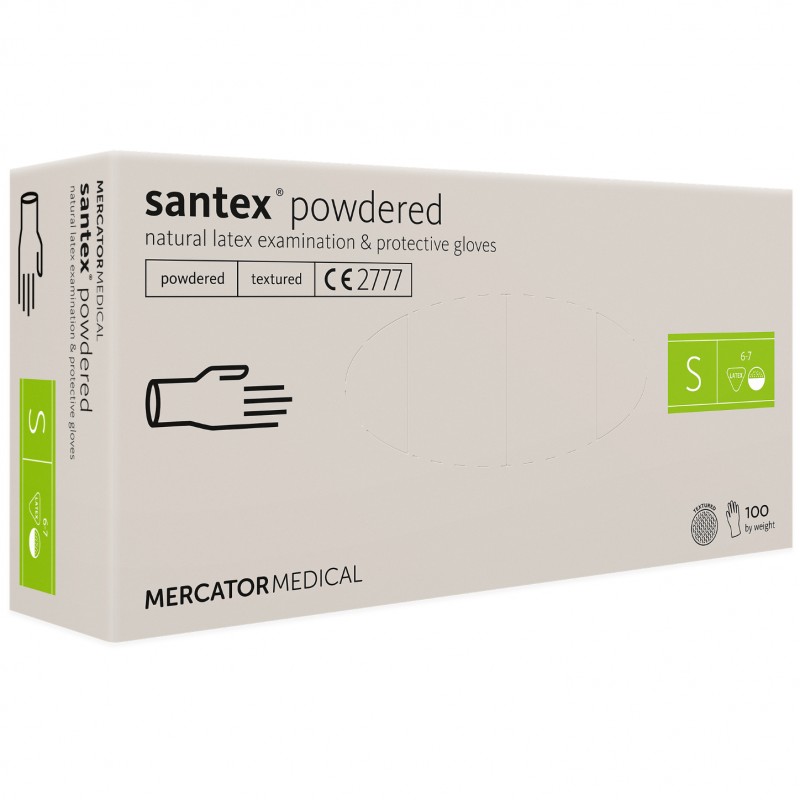 Rękawiczki lateksowe pudrowane teksturowane Santex Powered Mercator 100 szt.